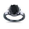 925 Sterling Silver CZ Baguette Halo Art Deco Oval Wedding Engagement Ring