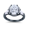 925 Sterling Silver CZ Baguette Halo Art Deco Oval Wedding Engagement Ring