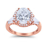 925 Sterling Silver CZ Baguette Halo Art Deco Oval Wedding Engagement Ring