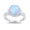 925 Sterling Silver CZ Baguette Halo Art Deco Oval Wedding Engagement Ring