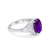 925 Sterling Silver CZ Baguette Halo Art Deco Oval Wedding Engagement Ring
