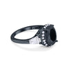 925 Sterling Silver CZ Baguette Halo Art Deco Oval Wedding Engagement Ring