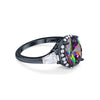 925 Sterling Silver CZ Baguette Halo Art Deco Oval Wedding Engagement Ring