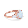 925 Sterling Silver CZ Baguette Halo Art Deco Oval Wedding Engagement Ring