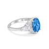 925 Sterling Silver CZ Baguette Halo Art Deco Oval Wedding Engagement Ring
