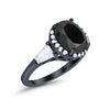 925 Sterling Silver CZ Baguette Halo Art Deco Oval Wedding Engagement Ring