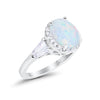 925 Sterling Silver CZ Baguette Halo Art Deco Oval Wedding Engagement Ring