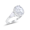 925 Sterling Silver CZ Baguette Halo Art Deco Oval Wedding Engagement Ring