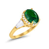 925 Sterling Silver CZ Baguette Halo Art Deco Oval Wedding Engagement Ring