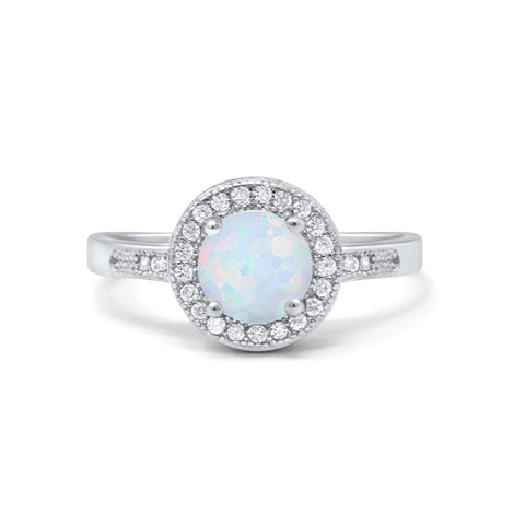 925 Sterling Silver Round CZ Halo Art Deco Fashion Jewelry Promise Ring