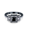 925 Sterling Silver Art Deco Princess Cut Round Baguette CZ Wedding Ring