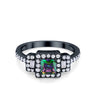 925 Sterling Silver Art Deco Princess Cut Round Baguette CZ Wedding Ring