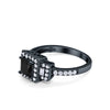 925 Sterling Silver Art Deco Princess Cut Round Baguette CZ Wedding Ring