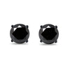 925 Sterling Silver 4 Prong Butterfly Back Black Tone Round Casting CZ Stud Earrings