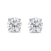 925 Sterling Silver 4 Prong Butterfly Back Round Casting CZ Stud Earrings