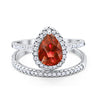 Teardrop Pear Bridal Set Wedding Engagement Ring Band 925 Sterling Silver Round Cubic Zirconia