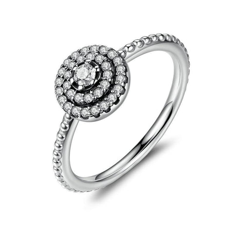 925 Sterling Silver Round Clear CZ Women Engagement Ring