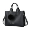 Premium Quality PU Leather Tote Handbag with Fur Ball