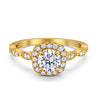 Art Deco Wedding Engagement Ring Round Cubic Zirconia Solid 925 Sterling Silver