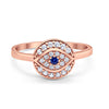 925 Sterling Silver Evil Eye Round Simulated Sapphire CZ Promise Ring