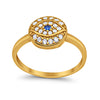 Evil Eye Ring Round Simulated Sapphire Cubic Zirconia 925 Sterling Silver