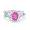 Art Deco Three Piece Bridal Set Oval Round Cubic Zirconia Wedding Engagement Ring Band 925 Sterling Silver