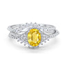 Art Deco Three Piece Bridal Set Oval Round Cubic Zirconia Wedding Engagement Ring Band 925 Sterling Silver