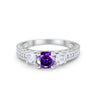 925 Sterling Silver Art Deco Vintage Style Three Stone CZ Engagement Ring
