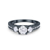 New 925 Sterling Silver Art Deco Vintage Style Three Stone CZ Engagement Ring