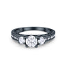 925 Sterling Silver Art Deco Vintage Style Three Stone CZ Engagement Ring