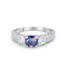 925 Sterling Silver Art Deco Vintage Style Three Stone CZ Engagement Ring