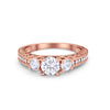 925 Sterling Silver Art Deco Vintage Style Three Stone CZ Engagement Ring
