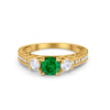 925 Sterling Silver Art Deco Vintage Style Three Stone CZ Engagement Ring
