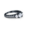 925 Sterling Silver Art Deco Vintage Style Three Stone CZ Engagement Ring