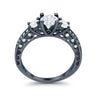 New 925 Sterling Silver Art Deco Vintage Style Three Stone CZ Engagement Ring