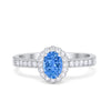 925 Sterling Silver  Art Deco Oval CZ Floral Wedding Engagement Ring