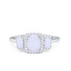 925 Sterling Silver Art Deco Three Stone Halo Oval Round CZ Engagement Ring
