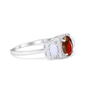 925 Sterling Silver Art Deco Three Stone Halo Oval Round CZ Engagement Ring
