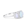 925 Sterling Silver Art Deco Three Stone Halo Oval Round CZ Engagement Ring