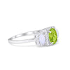 925 Sterling Silver Art Deco Three Stone Halo Oval Round CZ Engagement Ring