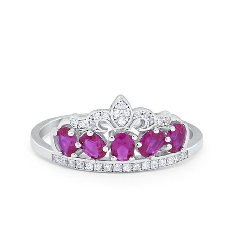 925 Sterling Silver King Crown Princess Oval Round CZ Promise Ring