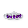 925 Sterling Silver King Crown Princess Oval Round CZ Promise Ring