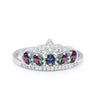 925 Sterling Silver King Crown Princess Oval Round CZ Promise Ring