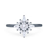 925 Sterling Silver Art Deco Marquise Round CZ Cluster Wedding Ring