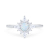 925 Sterling Silver Art Deco Marquise Round CZ Cluster Wedding Ring