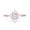 925 Sterling Silver Art Deco Marquise Round CZ Cluster Wedding Ring