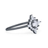 925 Sterling Silver Art Deco Marquise Round CZ Cluster Wedding Ring