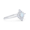 925 Sterling Silver Art Deco Marquise Round CZ Cluster Wedding Ring