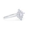 925 Sterling Silver Art Deco Marquise Round CZ Cluster Wedding Ring