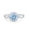 925 Sterling Silver Round CZ Halo Split Shank Wedding Engagement Ring